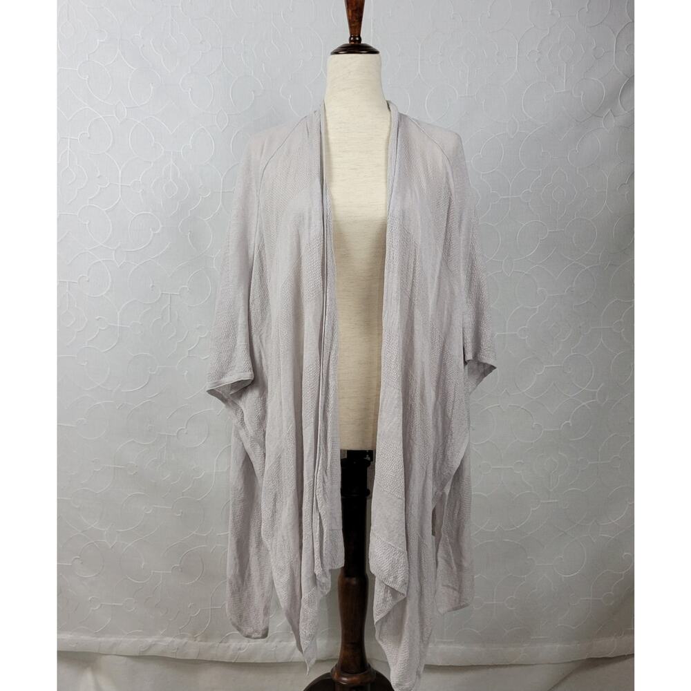 Artisan NY Womens Organic Linen Poncho One Size Gray Lightweight Shrug Cardigan